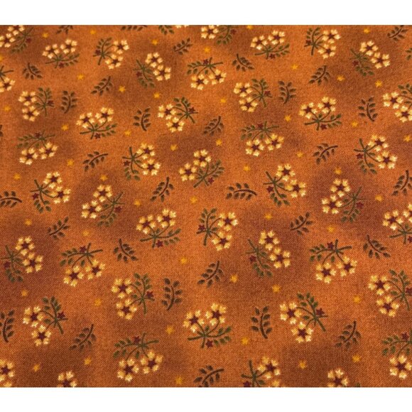 Henry Glass Fabric 1419 Wit & Wisdom 1/2 yard Cotton Floral Pattern Rust Orange - Picture 7 of 12